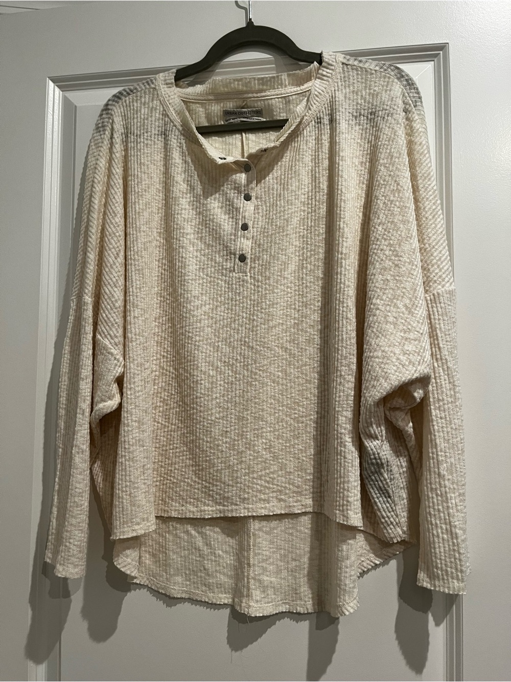 Urban Outfitters Cream Waffle Knit Henley